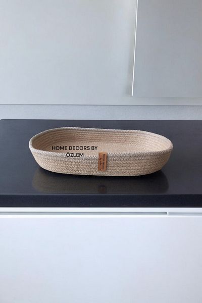 home decors by özlem Oval Wicker Basket Organizer Decoration Gift Mufta Presentation - 31x18x5cm