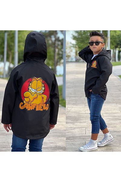 BERFONZO KIDS Boy's Garfi̇eld Trench Coat Raincoat