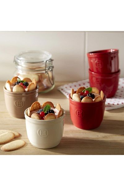 Emile Henry Ramekin Oven Dish - Red/Burgundy 0.17 Lt Set of 2, H:8.5 - H: 7 cm