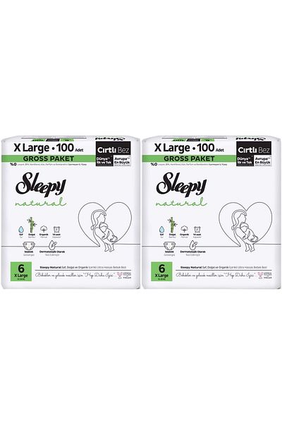 Sleepy Extra Large 200 Pieces - Super Economical Baby Diapers, Natural Size:6 (15-25kg)