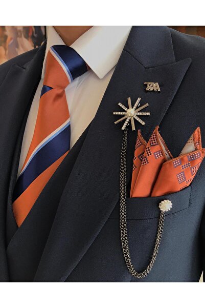 TerziAdemAltun İtalyan stil ceket yelek pantolon takım elbise lacivert T9083