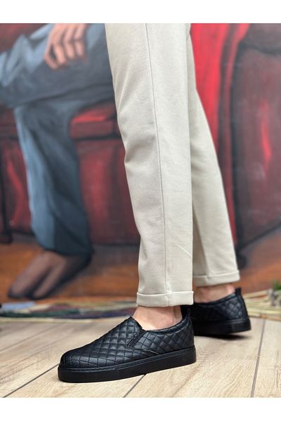 BOA BA0353 - Black Quilted, Laceless Casual Men's Shoes