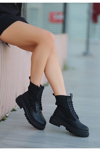 BESKAR Μαύρες μπότες Utag Skin Lace Up