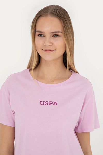 U.S. Polo Assn. Tricou roz pentru femei - decolteu, 50285886 -VR041
