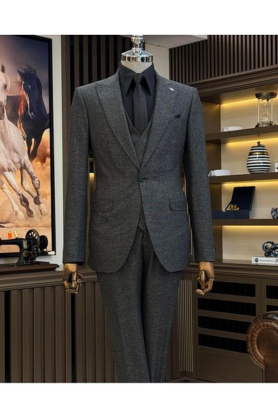 TerziAdemAltun Set jachetă și pantaloni în stil italian slim fit negru - T9957