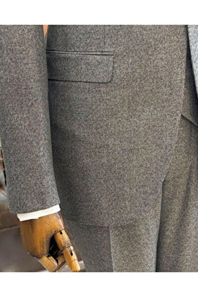 TerziAdemAltun Men's Slim Fit Italian Style Suit - Jacket, Vest, Trousers Brown T11018