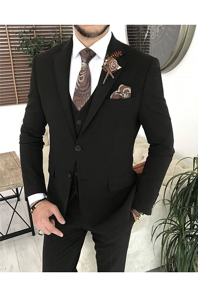 TerziAdemAltun Italian Style Slim Fit Men Jacket Vest Pants Suit Brown T8073