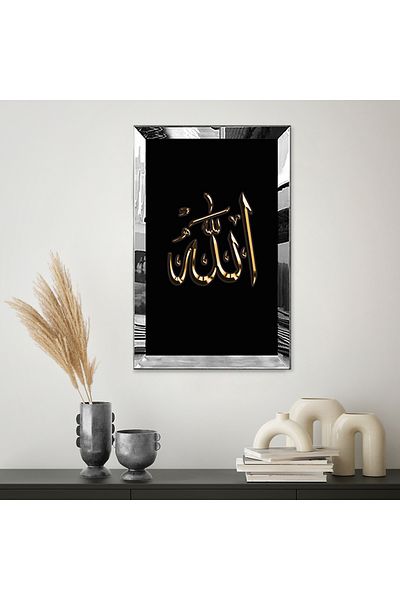 Zevahir Mobilya Dekorasyon Masa dintr-o singura MDF cu cadru din plexiglas cu oglinda argintie si fundal negru
