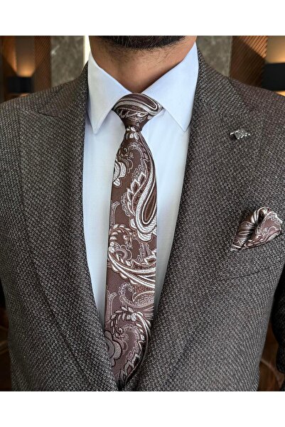 TerziAdemAltun Ιταλικό στυλ slim fit μπουφάν γιλέκο παντελόνι καφέ T10322