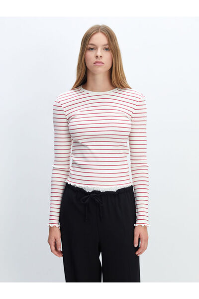 LC Waikiki LCW ženska majica sa prugama i okruglim izrezom