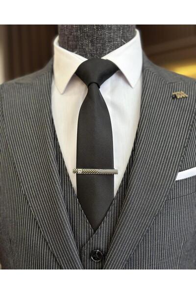 TerziAdemAltun Italian style striped jacket vest pants suit anthracite T10728