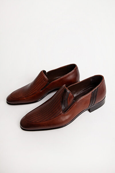 Dericlub Erkek Gerçek Kösele Taban El Yapımı Klasik Ayakkabı Gerçek Deri Osc 1537 Taba