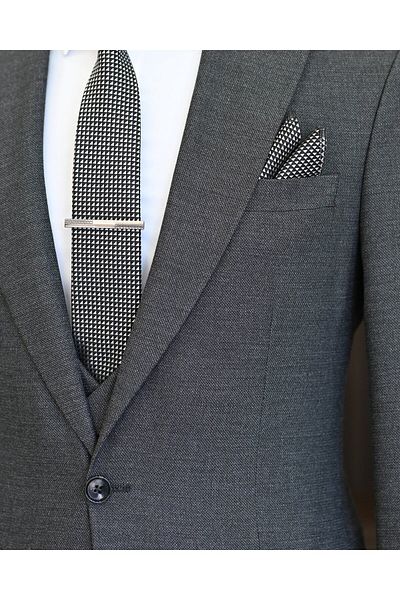 TerziAdemAltun Men's Slim Fit Italian Style Jacket Vest Pants Set - Gray T11025