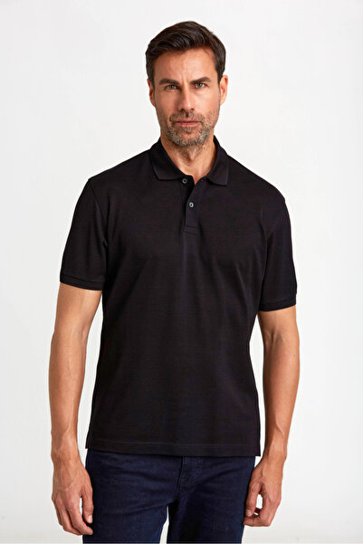 Bisse Pike Button Polo Neck Black Men's T-Shirt