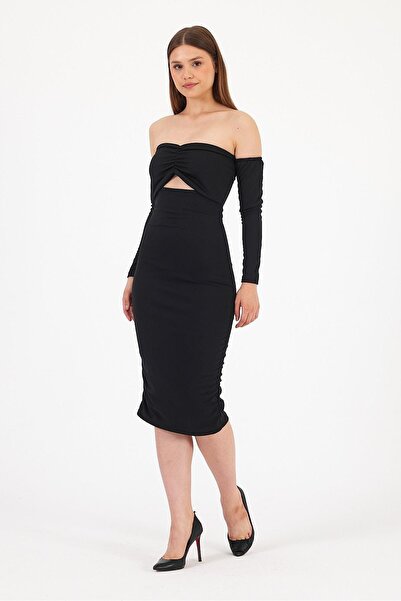 ihraç pazarı Strapless Long Sleeve Midi Dress