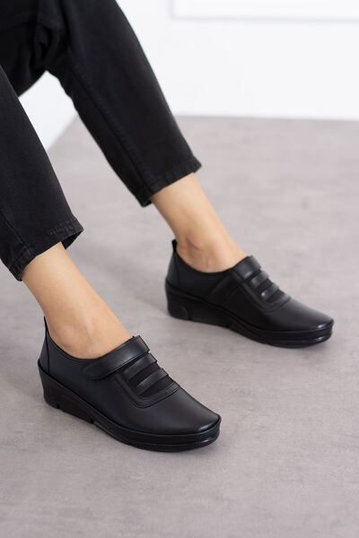 Shakrak Pantofi de damă ortopedici de zi cu zi cu velcro negru