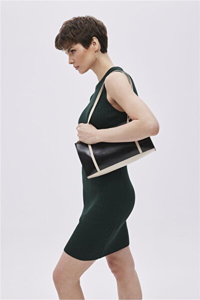 SHERIN Green Ribbed Mini Knitwear Dress
