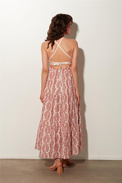 SHERIN Ecru Backless Maxi Dress