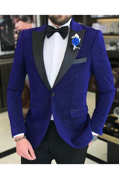 TerziAdemAltun Men's Groom Suit Set - Italian Cut, Saks Jacket and Trousers T7502