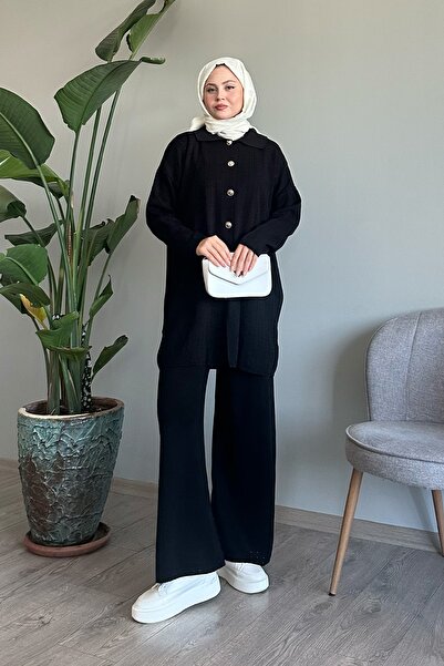 InStyle Gombos hármas fekete kötöttáru szett