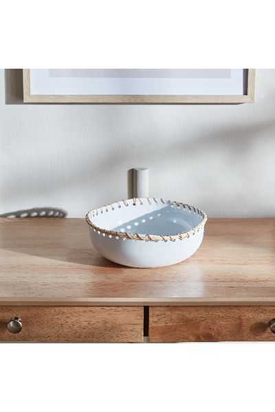 Home Box Splendid Metal Decorative Bowl with Cane - 21x21x8 cm