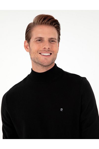 Pierre Cardin Μαύρο Slim Fit Half Turtleneck Basic Knitwear Πουλόβερ 50296614-vr046