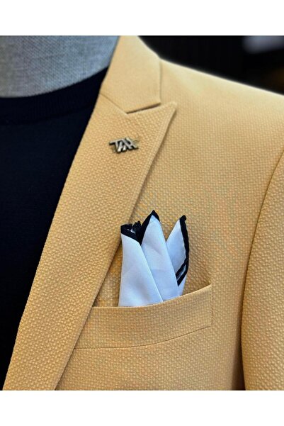 TerziAdemAltun Camel Italian Style Slim Fit Jacket and Pants Set - T12513