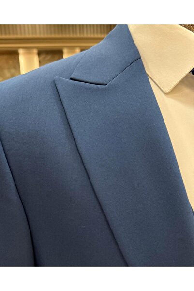 TerziAdemAltun Petrol Colored Italian Style Jacket and Vest Set - T12012