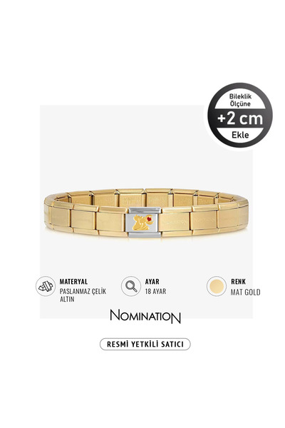 NOMİNATİON Italy Composable 18 Ayar Altın Sevgili Kediler ve Çelik Bileklik M...