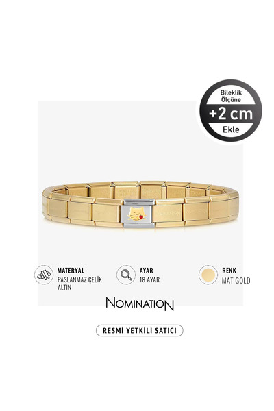 NOMİNATİON Italy Composable 18 Ayar Altın Altın Öpücük Kedi ve Çelik Bileklik...