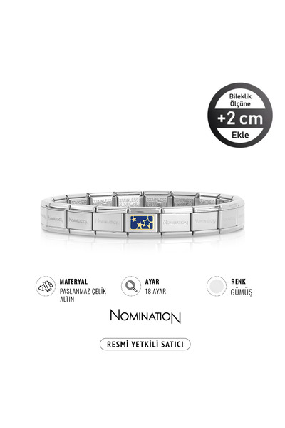 NOMİNATİON Italy Composable 18 Ayar Altın Mavi Yıldızlar ve Çelik Bileklik Si...