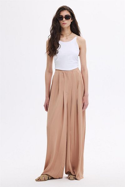 SHERIN Φαρδύ παντελόνι - Camel Pleat Detailed