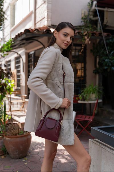 Madamra Bedeckte Mini-City-Tasche für Damen in Weinrot