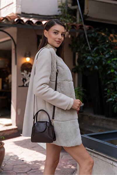 Madamra Hnědá dámská zakrytá mini městská taška