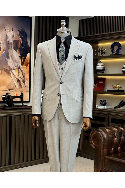 TerziAdemAltun Ιταλικό στυλ slim fit 4 drop jacket γιλέκο παντελόνι κοστούμι γκρι T12086