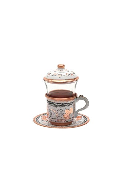 Saray Ottoman handicraft Kulplu Bakır Çay Bardağı Erzincan El Işlemeli Beyaz