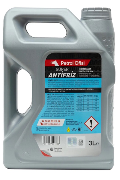 Petrol Ofisi Konsantre Süper Antifriz Yeşil 3 Litre Lt