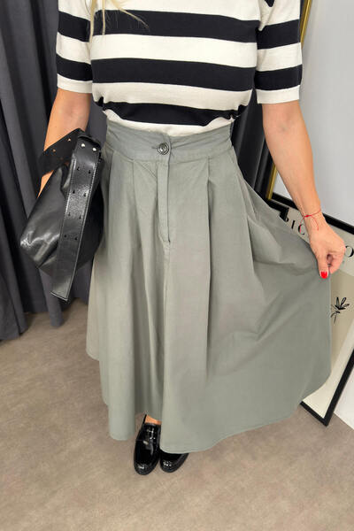 Sue Store Fusta cu parașuta plisată cu buzunar kaki