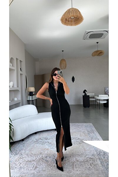 Buket Teke Ottoman Black Zippered Dress