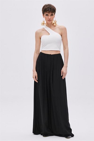 SHERIN Black Pleated Skirt Look Trousers