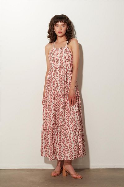 SHERIN Ecru Backless Maxi Dress