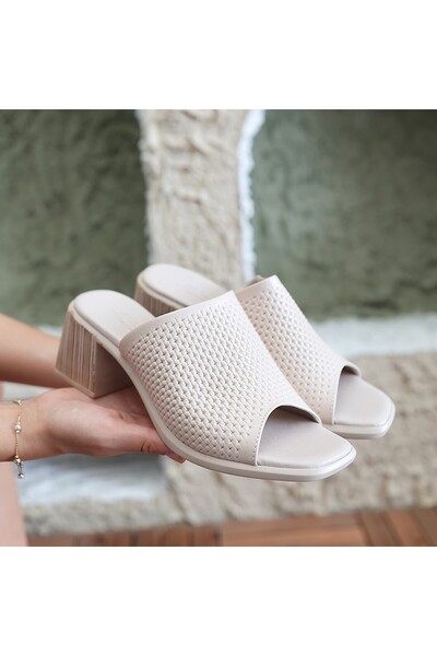 buğrahayalin Zanna Beige Skin Heeled Slippers