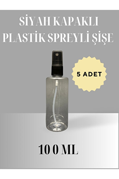 JUST TRAVEL 5 Adet 100 ml Boş Siyah Kapaklı Plastik Spreyli Şişe Hava Yolu Se...