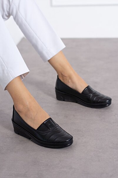 Shakrak Pantofi de damă negri confortabili ortopedici pentru mama