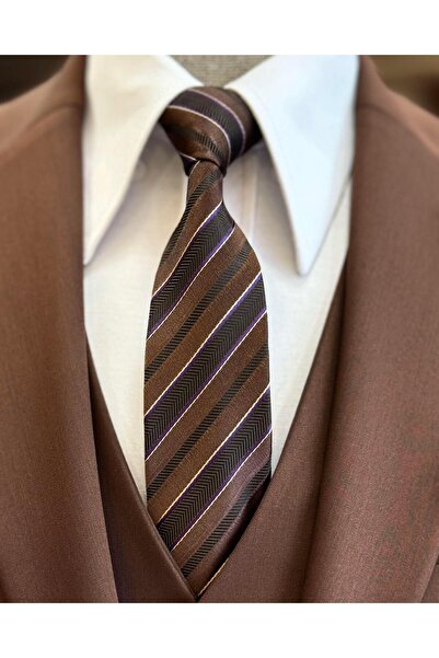 TerziAdemAltun Regular Fit Classic Cut Jacket Vest Trousers Set - Brown T12253