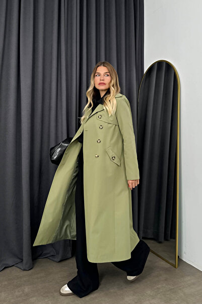 Sue Store Καμπαρντίνα με κουμπιά με επένδυση από ελιά