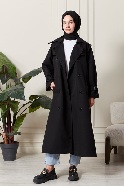 Aranlı tekstil Γυναικεία καμπαρντίνα μεσαίου μήκους με λεπτομερή απολέτα, υδατοαπωθητικό ύφασμα και ζώνη