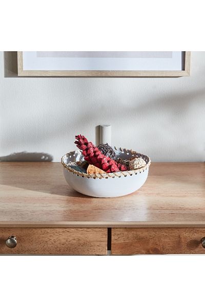 Home Box Splendid Metal Decorative Bowl with Cane - 21x21x8 cm