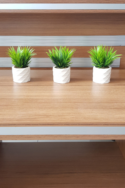 adresiburasi مجموعة زهور طاولة خضراء في وعاء خرساني مكون من 3 قطع-1