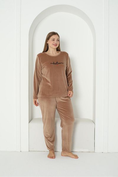 SEBOTEKS Soft Textured Velvet Large Size Women's Pajamas Set 20850